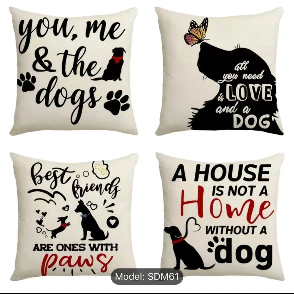 4pcs Christmas Dog Throw Pillows, inserts NOT included- 17.7x17.7 Inch B7